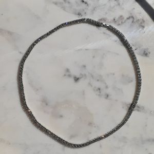 Iced out cz 3mm tennis necklace 22" silver